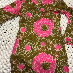 Trina Turk Olive and Hot Pink Floral Tunic